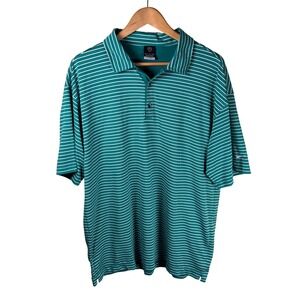 Nike Golf Polo Shirt Mens XL Green White Striped Dri-FIT UV Preppy Outdoor